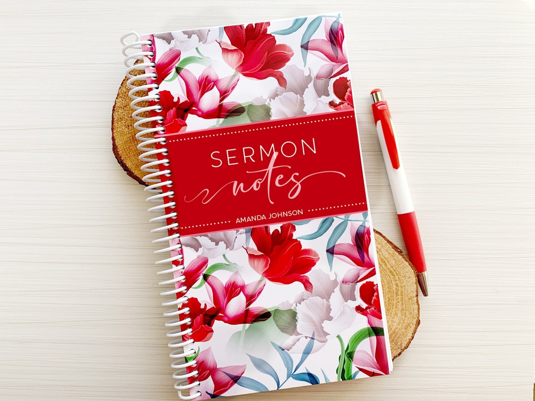 Red Sermon Note Sermon Notes Botanical Red Journal - Etsy