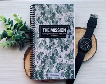 Camogroen notitieboek / Cadeau voor soldaat / Gepersonaliseerd gebedsdagboek