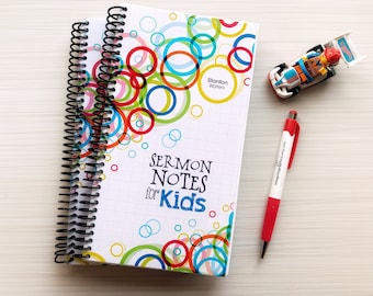 Gepersonaliseerde preeknotitieboekje voor kinderen: kerkjournaal