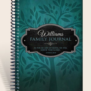 Family Prayer Journal Personalized / Family Memories / Joshua 24 15 / Color: Teal image 1