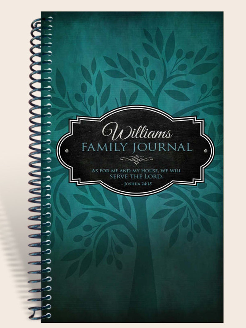 Family Prayer Journal Personalized / Family Memories / Joshua 24 15 / Color: Teal image 1