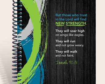 Notitieboek heren / Gebedsdagboek / Gepersonaliseerd gebedsdagboek / Jesaja 40:31 New Stregth