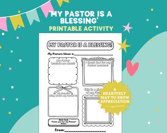 My Pastor Is A Blessing Printable Activity, Pastor Appreciation Activity, Kids Pastor Activity, Pastor Appreciation Gift Printable Christian