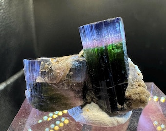 Tri-Color Tourmaline Specimen: Pink, Blue, Green Crystal from Afghanistan