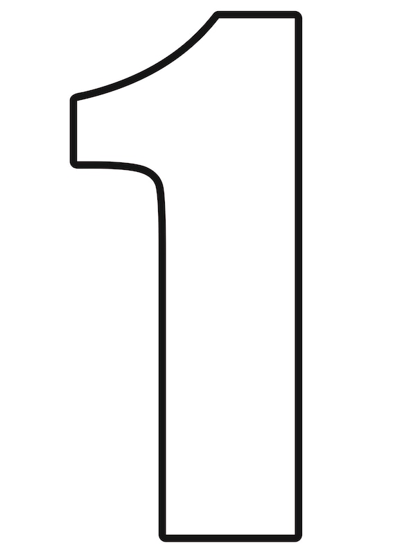 大きな数字1のステンシル（印刷可能） - クラフト、ピニャータ、壁飾り 