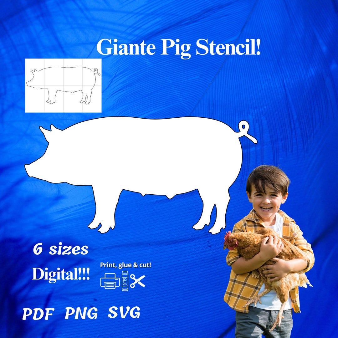 Pig Stencil Template | Farm Animal Wall Art | Printable Pig Silhouette SVG  PNG PDF - Etsy Israel, image size:1080x1080