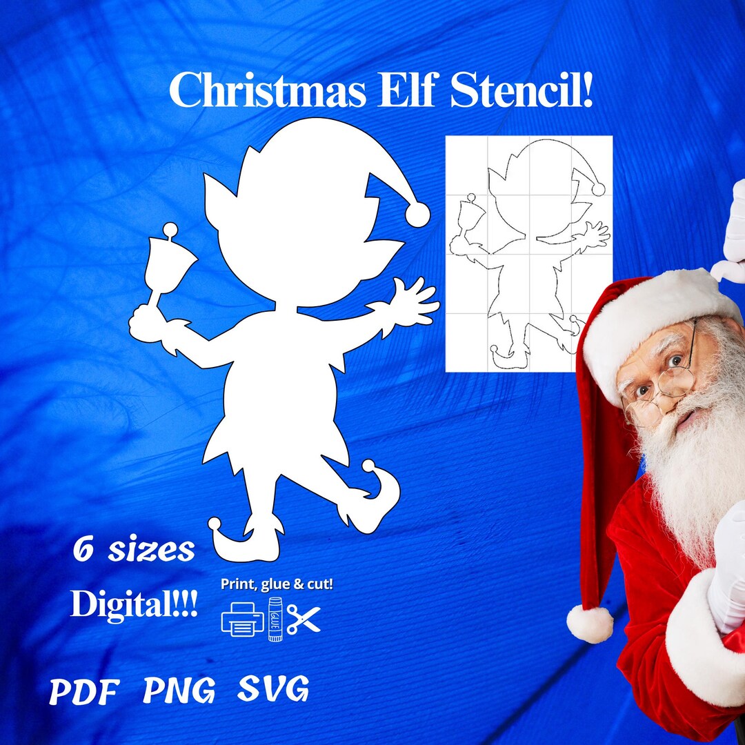 Life Size Christmas Elf Stencil | Yard Art DIY Pattern (svg, Png, Pdf ...