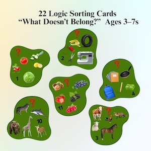 22 carte stampabili "L'intruso" per bambini - Trova le differenze - Gioco educativo per la scuola materna e la logopedia