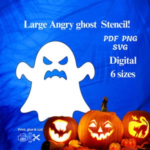 Böser Geist Stencil: Halloween Wandbild, Party Dekor (SVG, PNG, PDF)