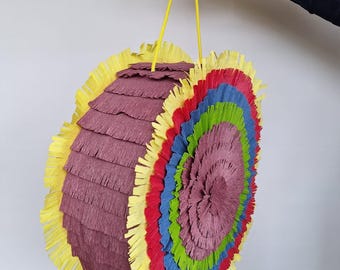 Piñata a forma di cerchio arcobaleno / Decorazione fatta a mano per feste di compleanno / Gioco colorato per feste