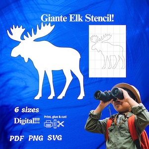 Elch Schablone - Großer Elch zum ausdrucken, Wandbild | Handgemachte Dekoration (SVG, PNG, PDF)