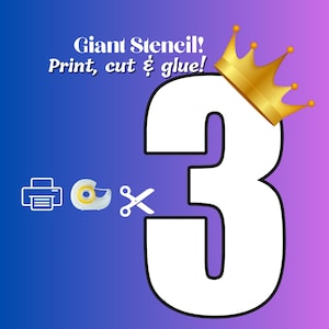 Giant Number 3 Stencil Template - Printable Large Number for Crafts & Pinata