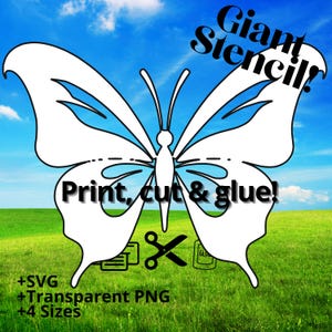 Butterfly Stencil Template  SVG+PNG – Giant Printable Butterfly Outline for Crafts, Cake Stencil, Wall Art, Party Decor, Kids Projects