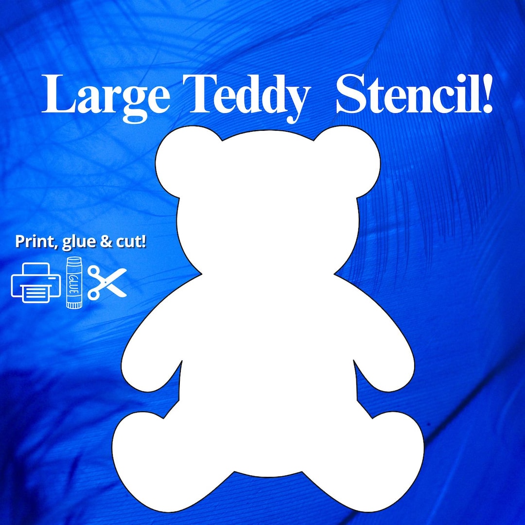 Large Teddy Bear Stencil Printable Template for Birthday, Christening
