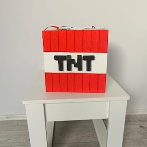 Pixel TNT Piñata – Video Game Inspired Birthday Party Decoration, Candy Box for Kids Celebration