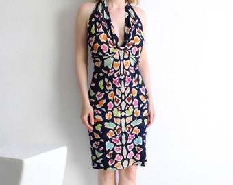 Vintage Missoni Dress 1980s Print Womens Halter Dress Small