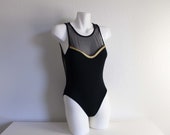 Vintage Swimsuit Black Mesh Onepiece BathingSuit Womens Extra Small