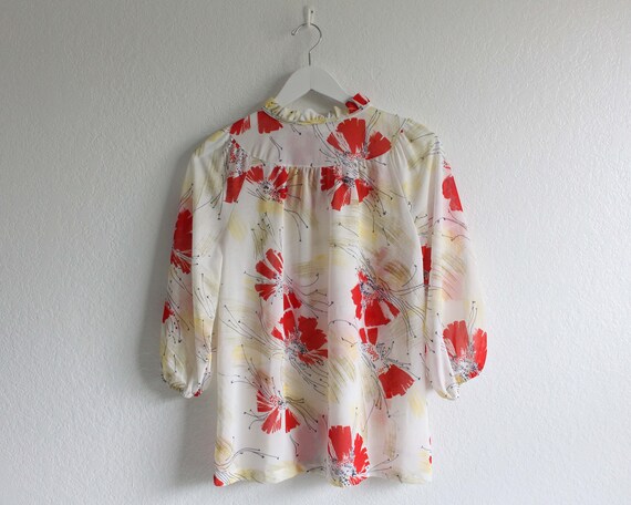 Vintage 1970 Boho Blouse Womens Medium Large Shee… - image 9