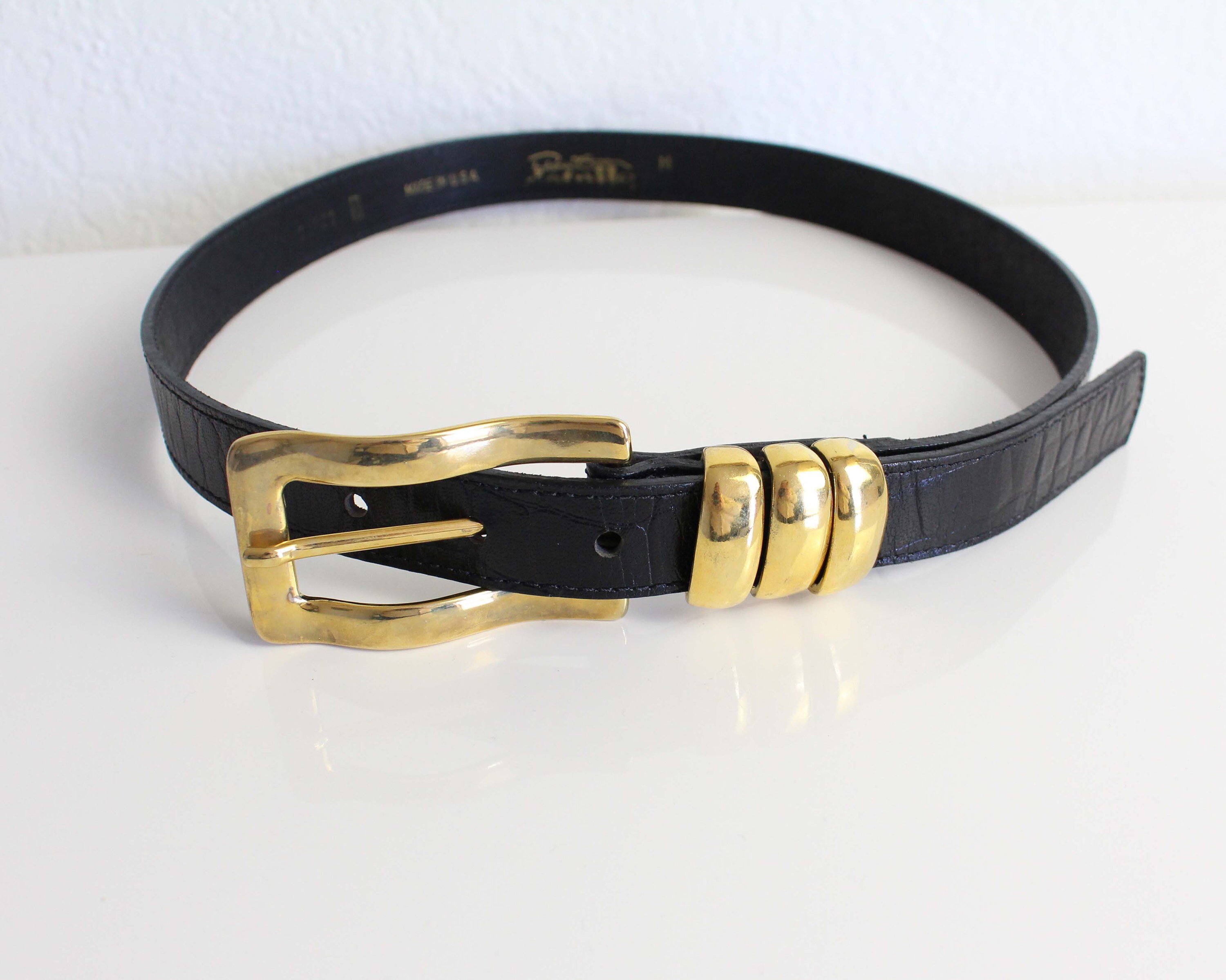 Vintage Womens Belts 1980s Black Leather Medium 28 Etsy