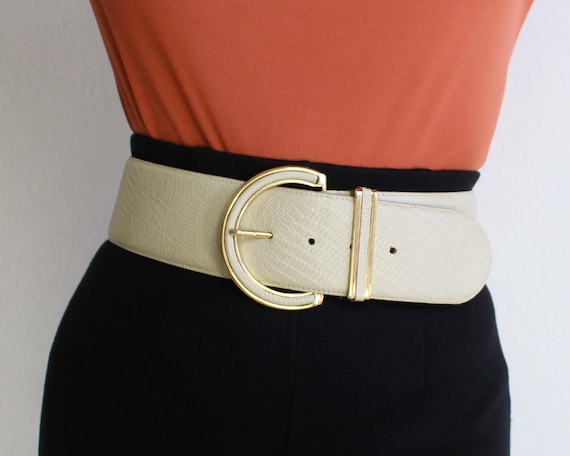Vintage Womens Belt 1980s Wide Leather Belt