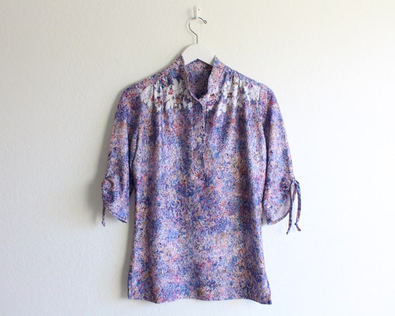 Vintage 1970s Blouse Womens Top Small - image 4