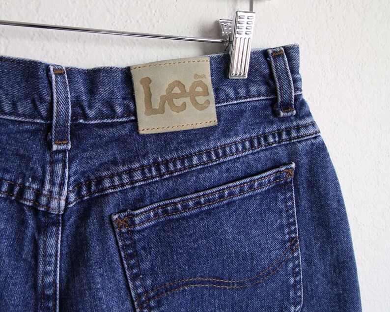 Vintage Denim Shorts Jean Shorts Womens Large 31 1990s Lee Jeans High Waist Blue Made in USA