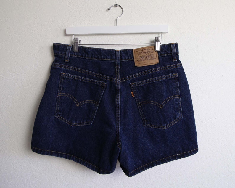 Vintage Levis Jean Shorts Womens 34 Large Dark Blue Denim Made | Etsy