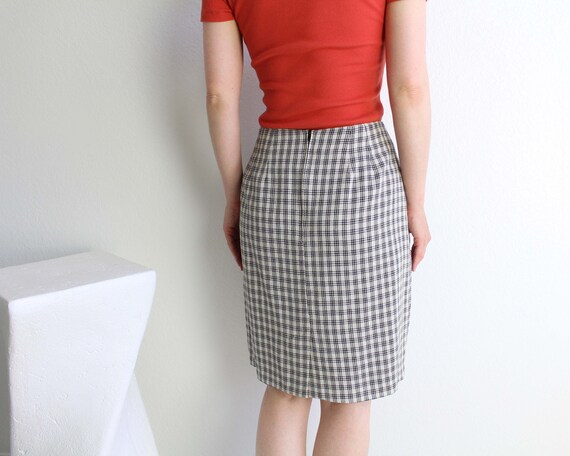 Vintage 1990s Plaid Skirt Pencil Skirt Womens Lar… - image 10