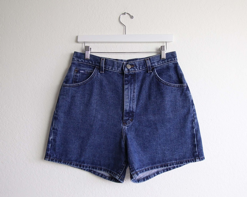 Vintage Denim Shorts Jean Shorts Womens Large 31 1990s Lee Jeans High Waist Blue Made in USA