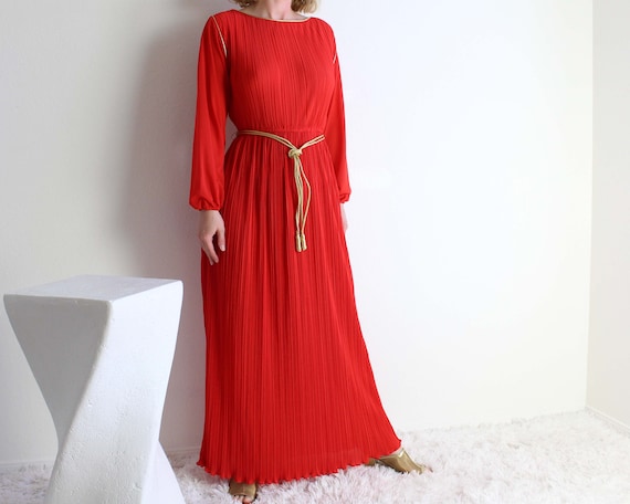 Vintage 1970s Gown Red Dress Womens Small
