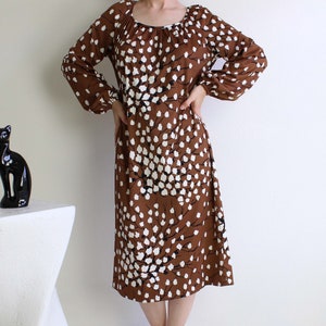 Vintage 1970s Dress Print Womens Medium image 1