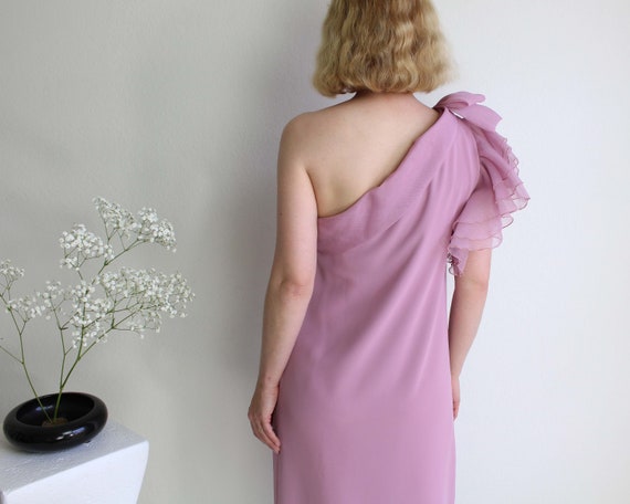 Vintage Gown 1970s One Shoulder Dress Womens Small - image 7