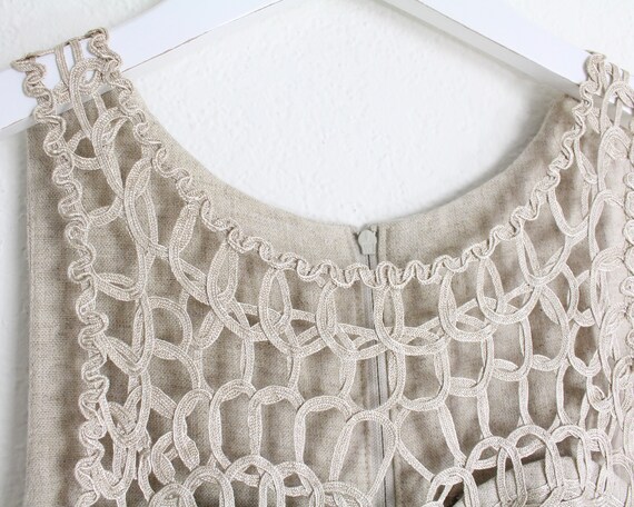 Vintage Linen Dress 1990s Crochet Gown Womens Lar… - image 4