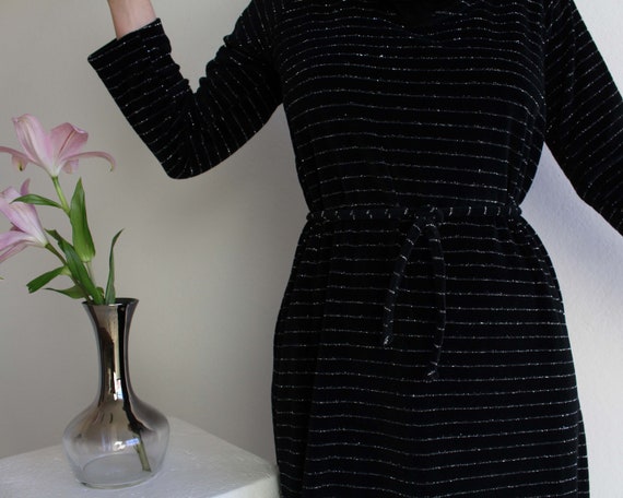 Vintage 1970s Dress Black Velvet Maxi Womens Small - image 8