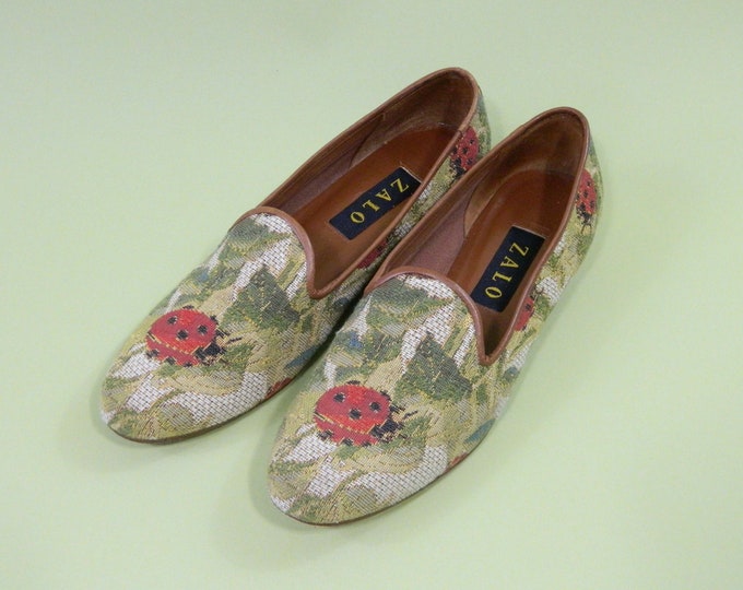 Ladybug Needlepoint Loafers Leather Size 9 Narrow SALE Etsy