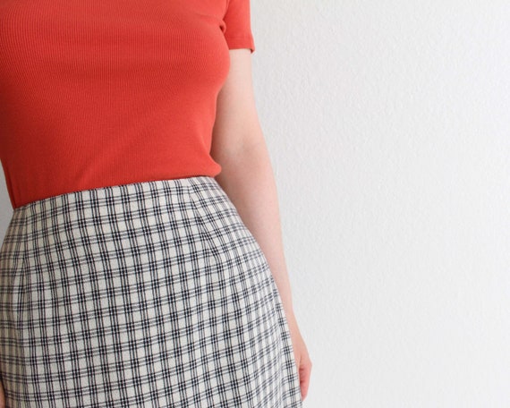 Vintage 1990s Plaid Skirt Pencil Skirt Womens Lar… - image 9