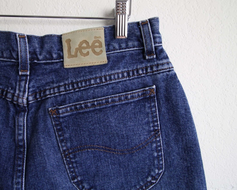 Vintage Denim Shorts Jean Shorts Womens Large 31 1990s Lee Jeans High Waist Blue Made in USA