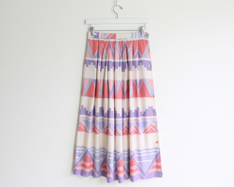 Vintage 1980s Skirt Southwest Pleated Womens Small Long