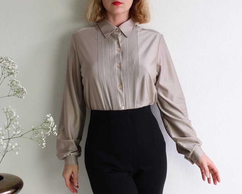 Vintage Blouse 1970s Shirt Womens Top Medium