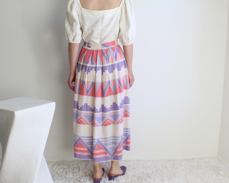 Vintage 1980s Skirt Southwest Pleated Womens Small Long