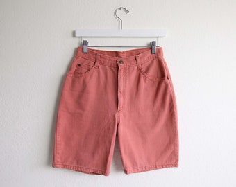 Vintage Pink Denim Shorts 1980s High Waist Jeans Made in USA Womens Medium 27 Waist