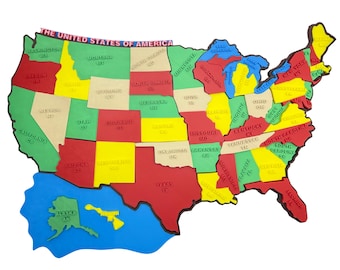 USA Map Puzzle – 3D Printed 50 States Geography Toy | Montessori-Inspired Educational Gift for Kids | Homeschool & Classroom Decor