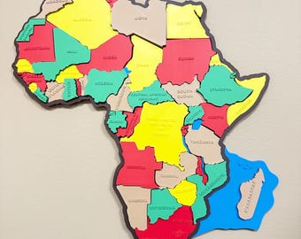 Africa Map Puzzle Game | 3D Printed Educational Geography Toy | Travel Gift | Cultural Decor