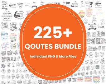 225+ Motivational Quotes Bundle | Inspirational Quote SVG PNG | Positive Sayings Clipart | Digital Typography Stickers