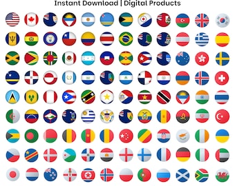 Country Flags Clipart: 100+ Vector Icons (SVG, PDF, EPS Digital Download)