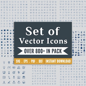 800+ minimale Vektor-Icons-Bundle | SVG EPS PDF Dxf | Line & Solid Icon Set für Designer Crafters und Web-Projekte