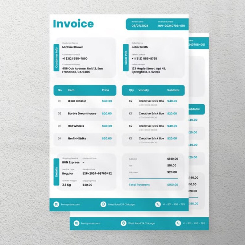 20+ Professional Invoice Templates | Editable Canva Business Invoices ...