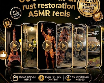 600+ Viral AI Rust Restoration ASMR Reels | Viral Faceless Content | Plr Mrr | Youtube TikTok Instagram Shorts | Instant Download