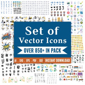 850+ Vector Icons Bundle: Business, Social Media, Web (Instant Download)