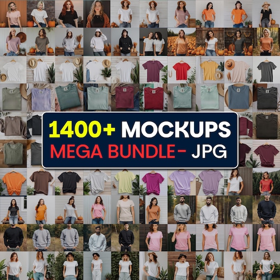 1400+ T-Shirt & Sweatshirt Mockups Mega Bundle | Bella Canvas, Gildan, Comfort Colors | JPG Mockup Pack
